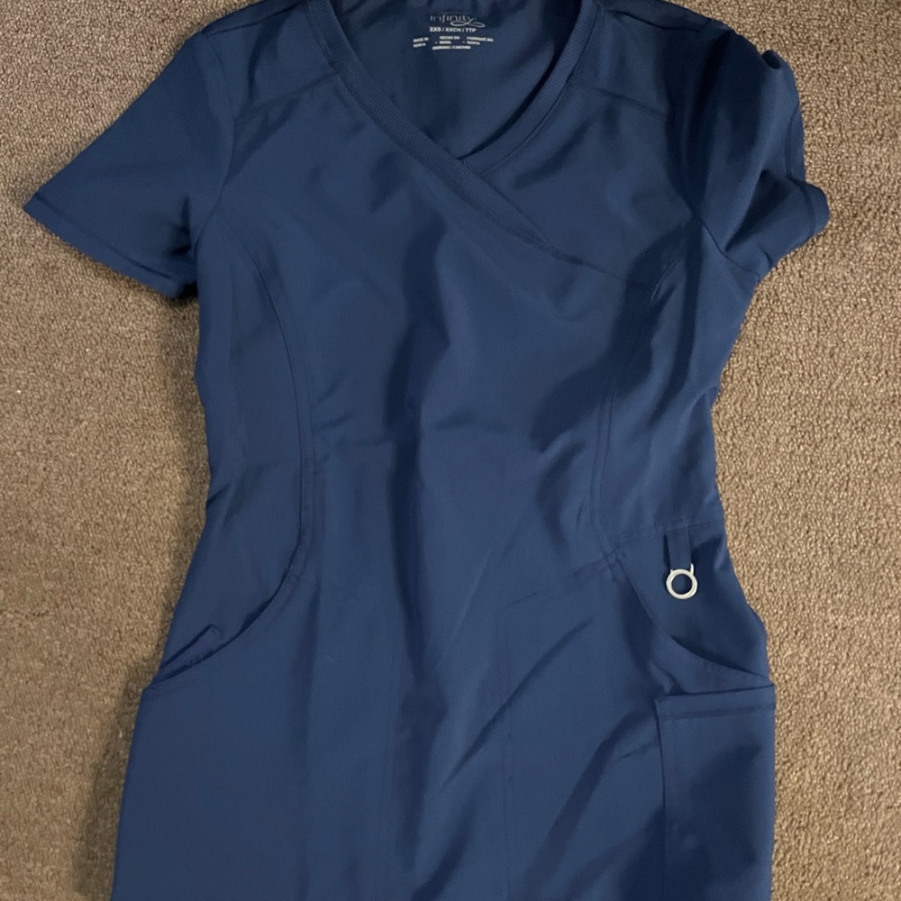 Cherokee Infinity Scrub Top Dark Blue